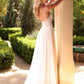 A-Line Chiffon Embroidered Lace Bodice Long Wedding Dress CDTY11_1