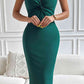 Twisted Deep V Sleeveless Midi Dress