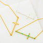 Hammered Sideway Cross Necklace
