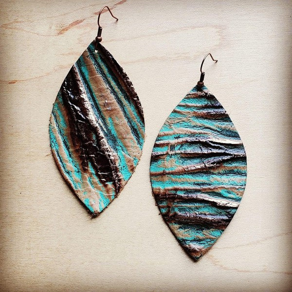 Leather Oval Earring Turquoise Chateau