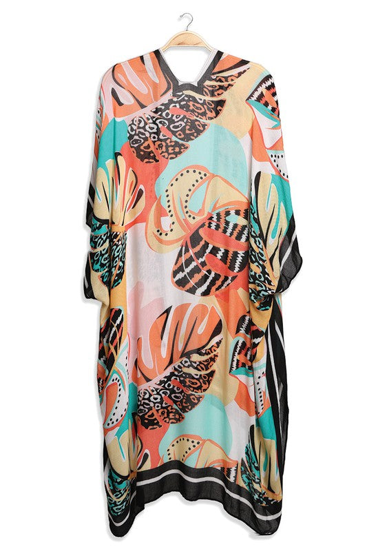 Tropical Leaves Multicolored Cover-Ups