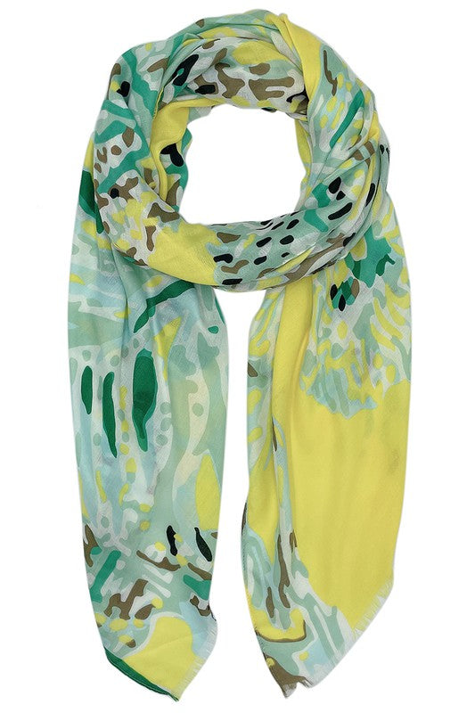 Colorful Abstract Floral Print Scarf