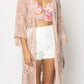 Oriental Floral Lace Kimono With Front Tie