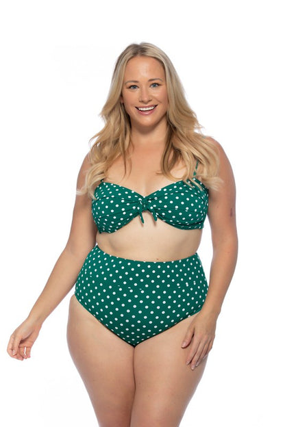 Green Polka Dot High Waist Bikini Set PLUS