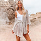 Tunic Crochet Cover up Beach Sexy See Through Hollow Out Mesh Dress