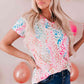 Leopard V-Neck Short Sleeve Tee Shirt