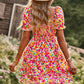 Smocked Sweetheart Neck Flounce Sleeve Mini Dress