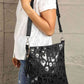 Large PU Leather Shoulder Bag with Floral, Leopard, and Plaid Patterns | Imported