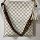 Large PU Leather Shoulder Bag with Floral, Leopard, and Plaid Patterns | Imported