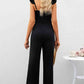 Smocked Square Neck Wide Leg Jumpsuit with Pockets