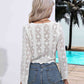 Drawstring V-Neck Long Sleeve Cover Up