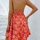 Floral Halter Neck Backless Dress