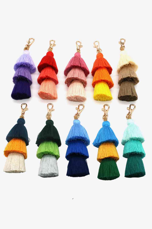 Vibrant 4-Pack Multicolored Fringe Keychain Set - Women's Boutique Exclusive