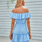 Ruffled Off-Shoulder Tied Dress