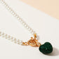 Rhinestone Heart Pearl Beaded Necklace