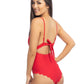 Red Scallop One Piece Swimsuit
