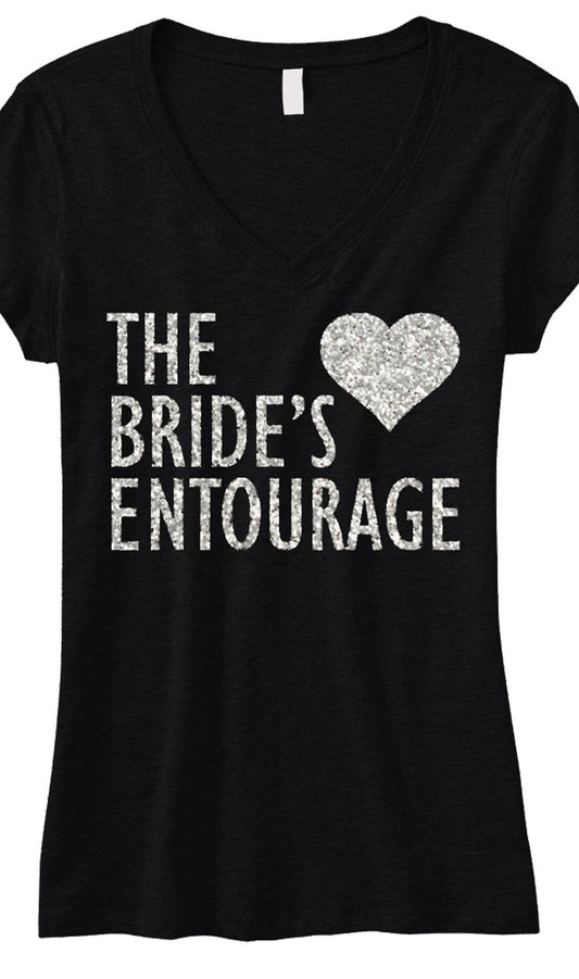 BRIDE'S Entourage Glitter V-neck T-Shirt