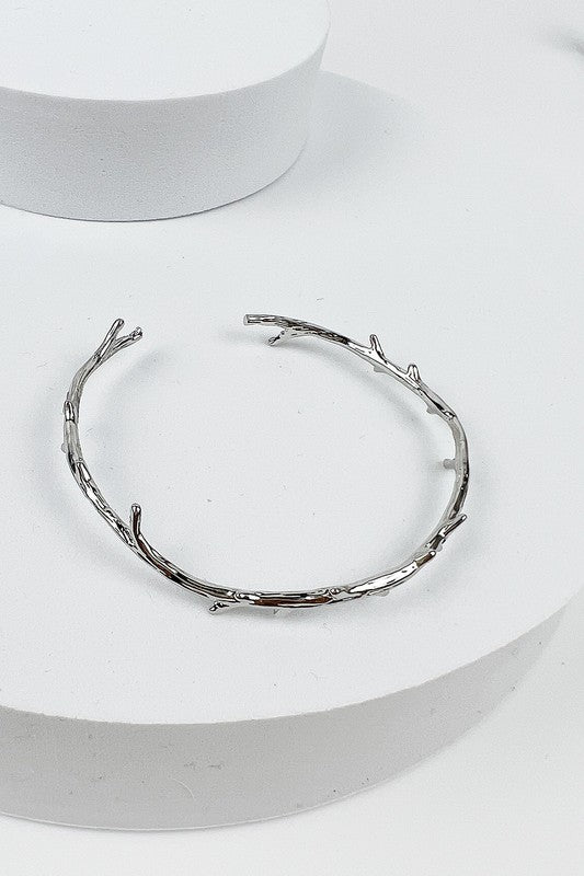Metal Cuff Leaves Branch Bracelet