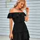 Ruffled Off-Shoulder Tied Dress