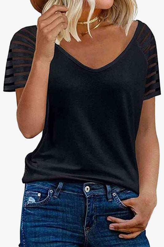 Chic V-Neck Raglan Sleeve Tee