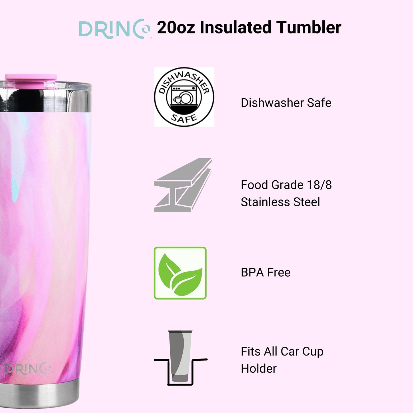 DRINCO®  20oz Insulated Tumbler w/Spill Proof Lid