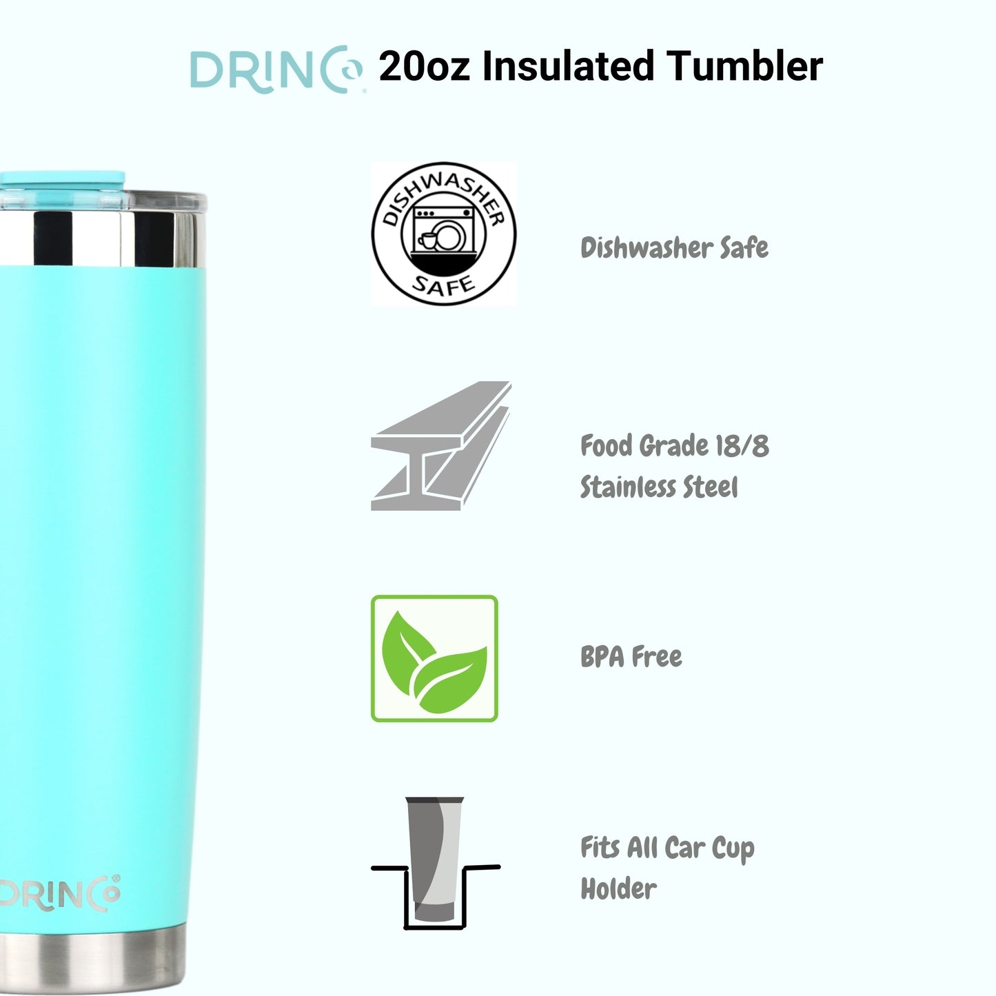 DRINCO®  20oz Insulated Tumbler w/Spill Proof Lid
