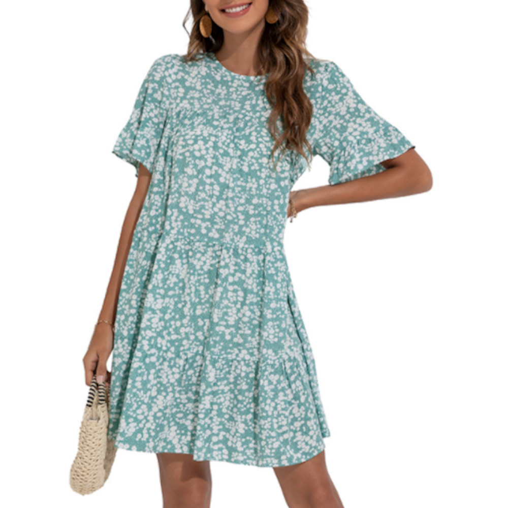 Spring Floral A-Line Dress | Cotton Blend