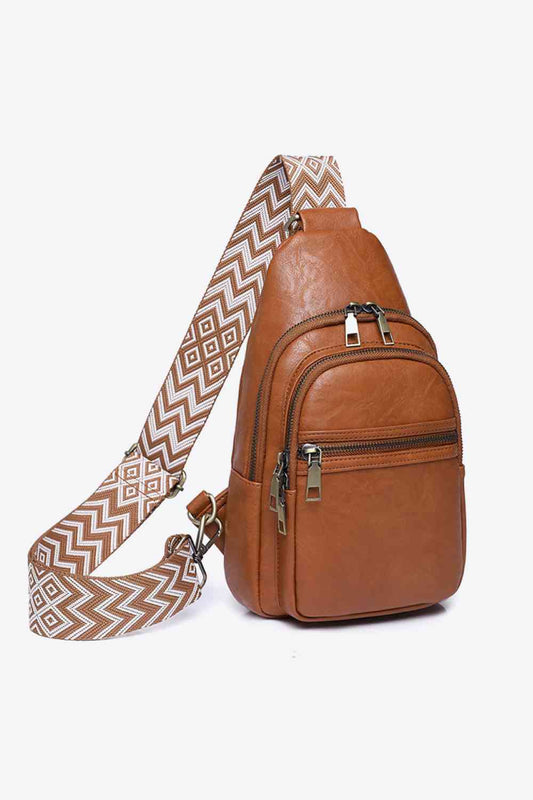 Small Solid PU Leather Sling Bag - Imported