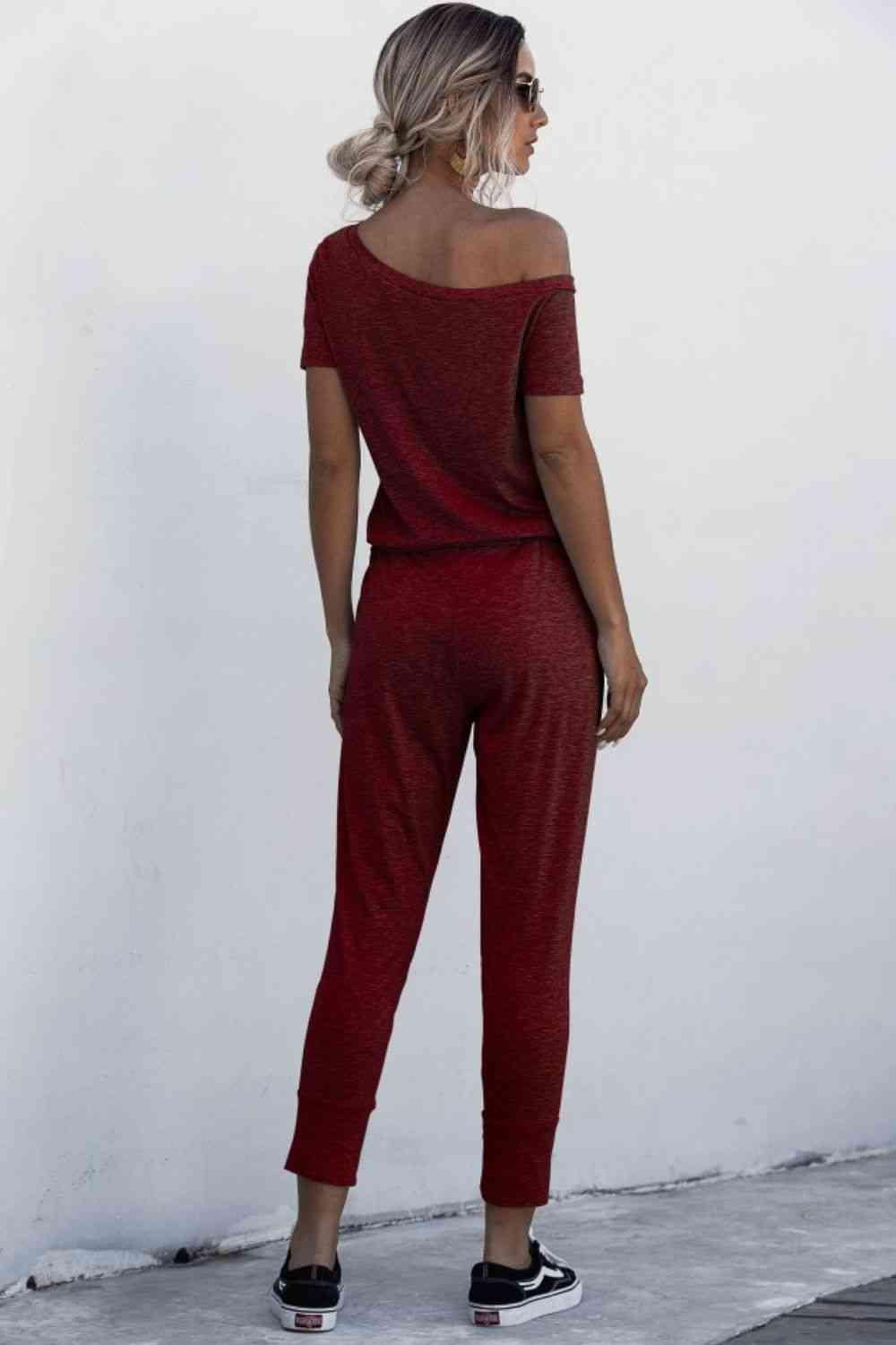 One Shoulder Tied Jumpsuit with Pockets | Long Length