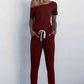 One Shoulder Tied Jumpsuit with Pockets | Long Length
