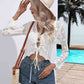 Drawstring V-Neck Long Sleeve Cover Up