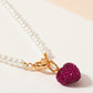 Rhinestone Heart Pearl Beaded Necklace